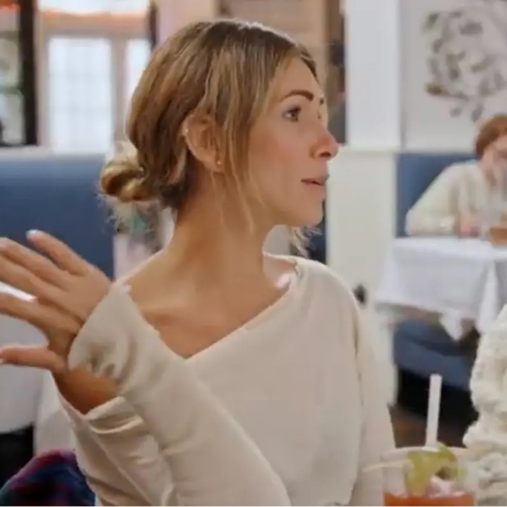 Enza Costa Slouch Shoulder Sweater as seen on Erin Lichy RHONY